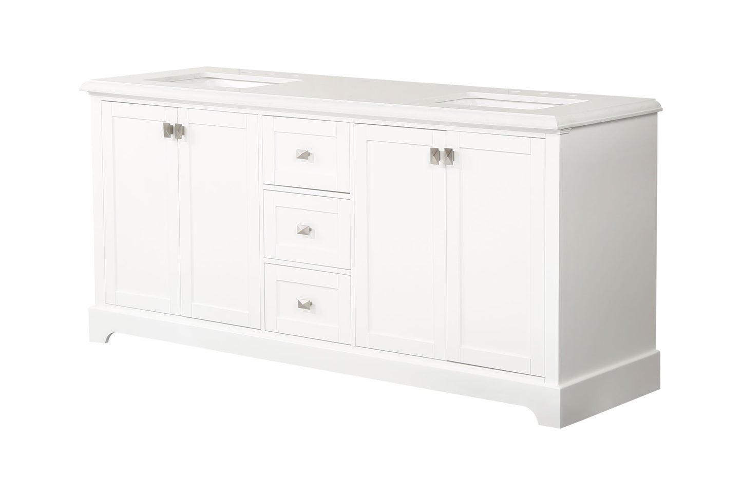 72-Inch White Vanity Sink Combo - Marble Countertop & Fully Assembled Bathroom Cabinet
