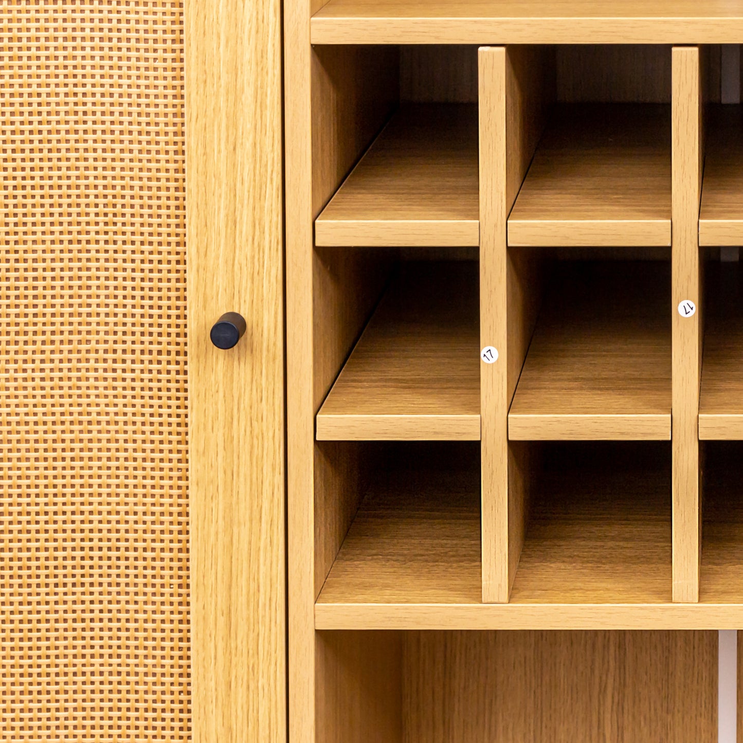Rattan Storage Cabinet with Adjustable Shelves - Versatile Buffet & Bar