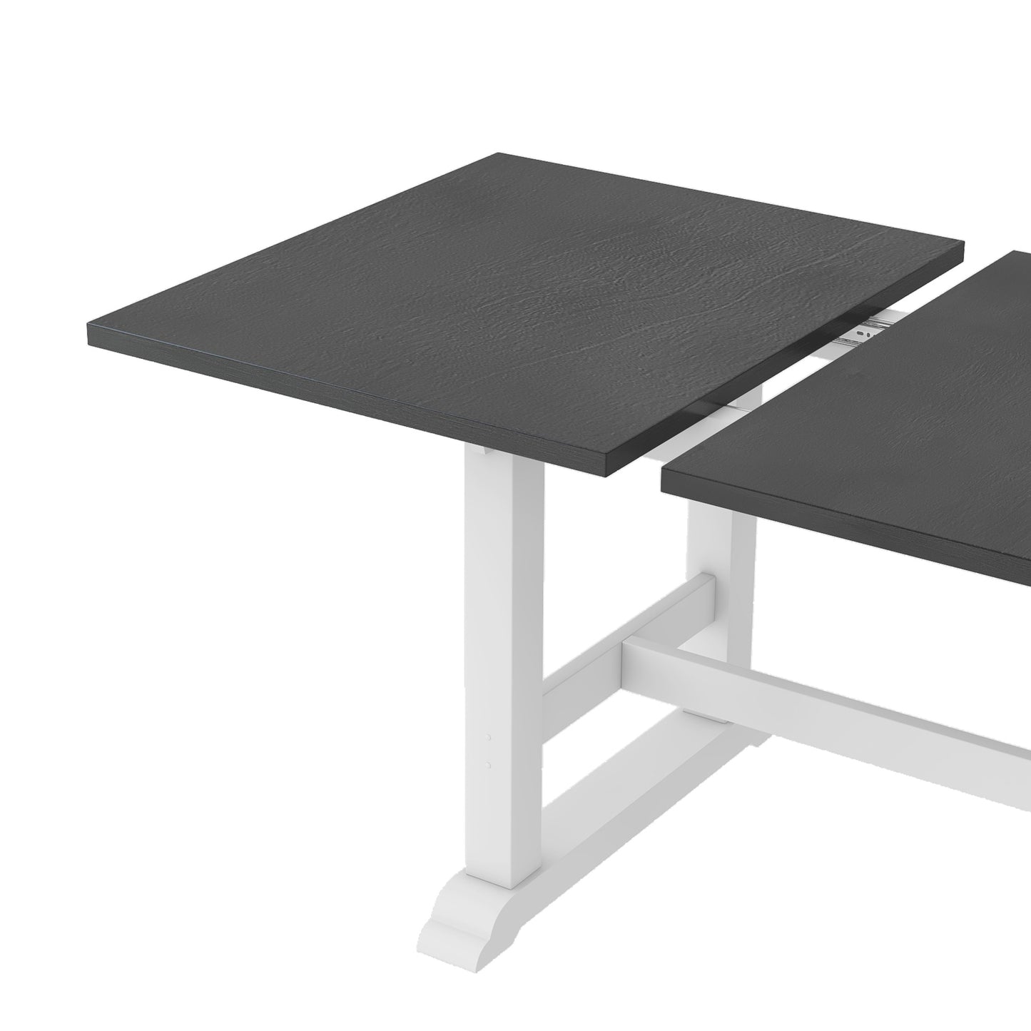 7-Piece Extendable Trestle Dining Table Set - White, 76.9" with Removable Leaf