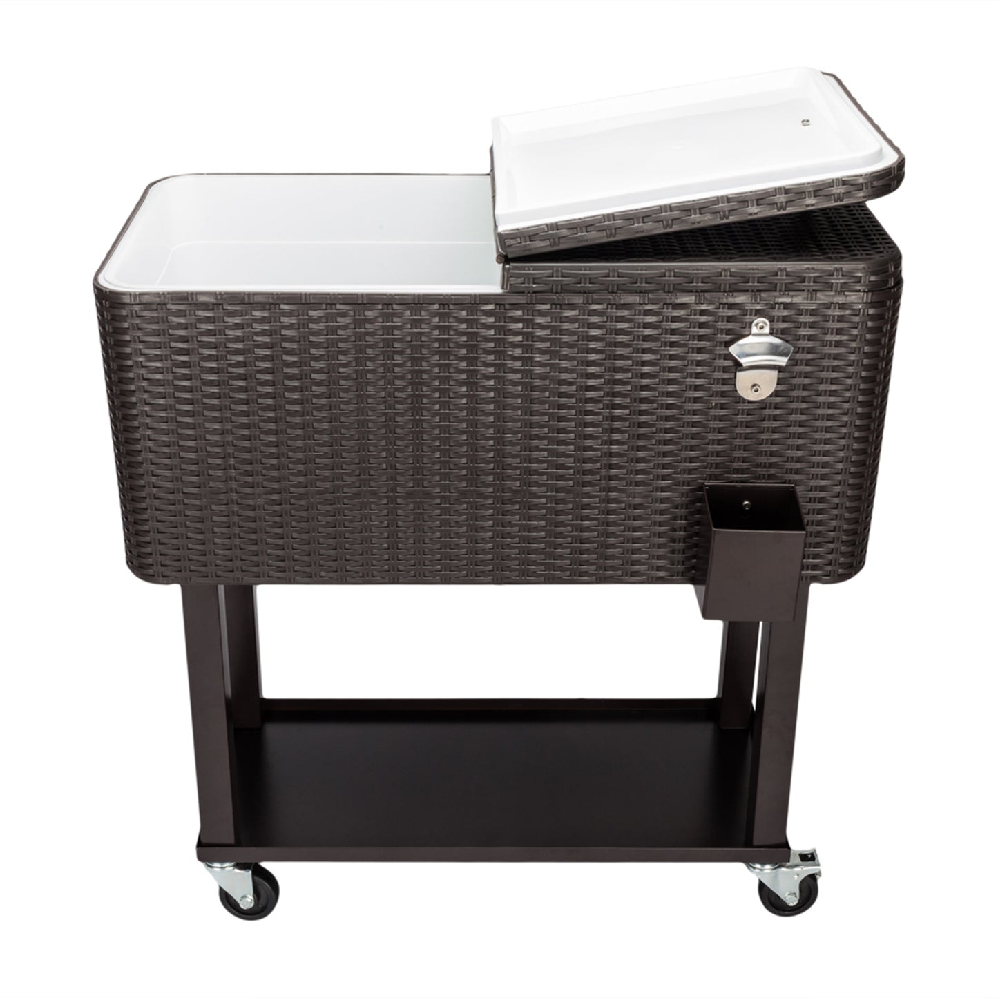 High Quality 80QT Rattan Cooler with Shelf - Square Legs
