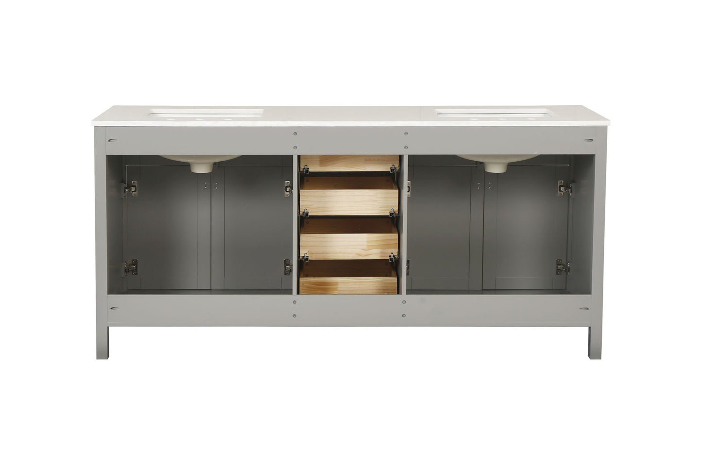 72-Inch Gray Vanity Sink Combo - Marble Countertop & Bathroom Sink Cabinet