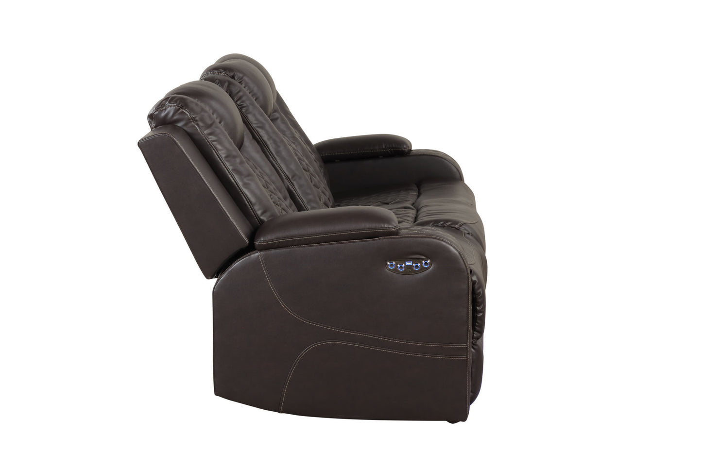 LED & Power Recliner 3 PC Living Room Set - Faux Leather in Brown