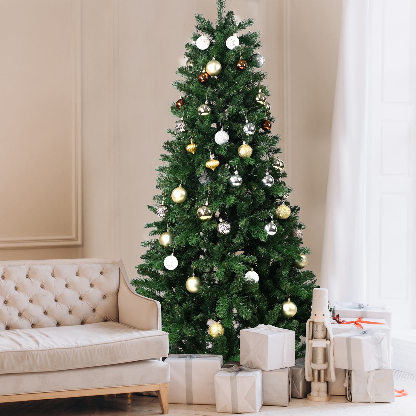 7FT PE/PVC Mixed Automatic Christmas Tree with Lights | Christmas Decoration