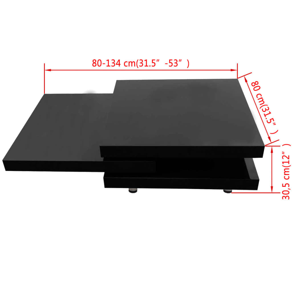3 Tiers Coffee Table High Gloss Black