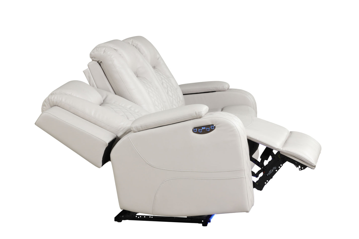LED & Power Recliner 3 PC Living Room Set - Faux Leather in Ice