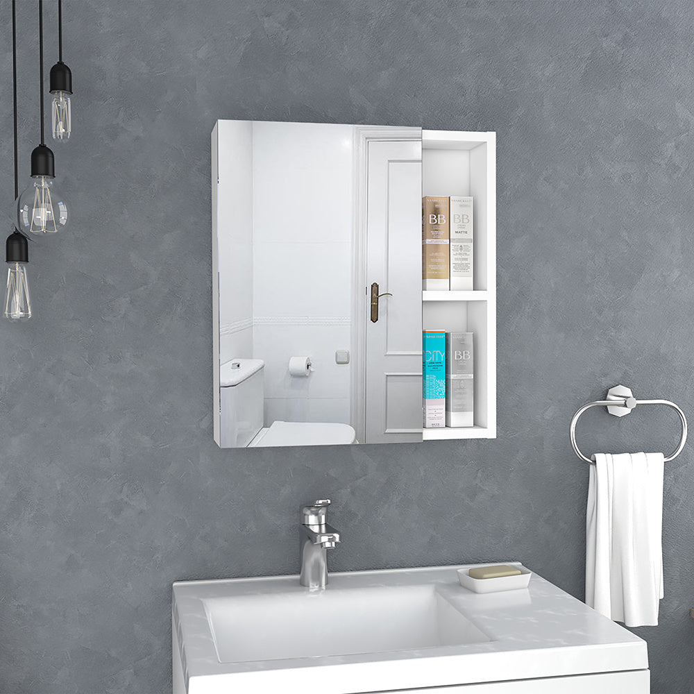 Clifton Medicine Cabinet Mirror - Five Internal Shelves, White Finish