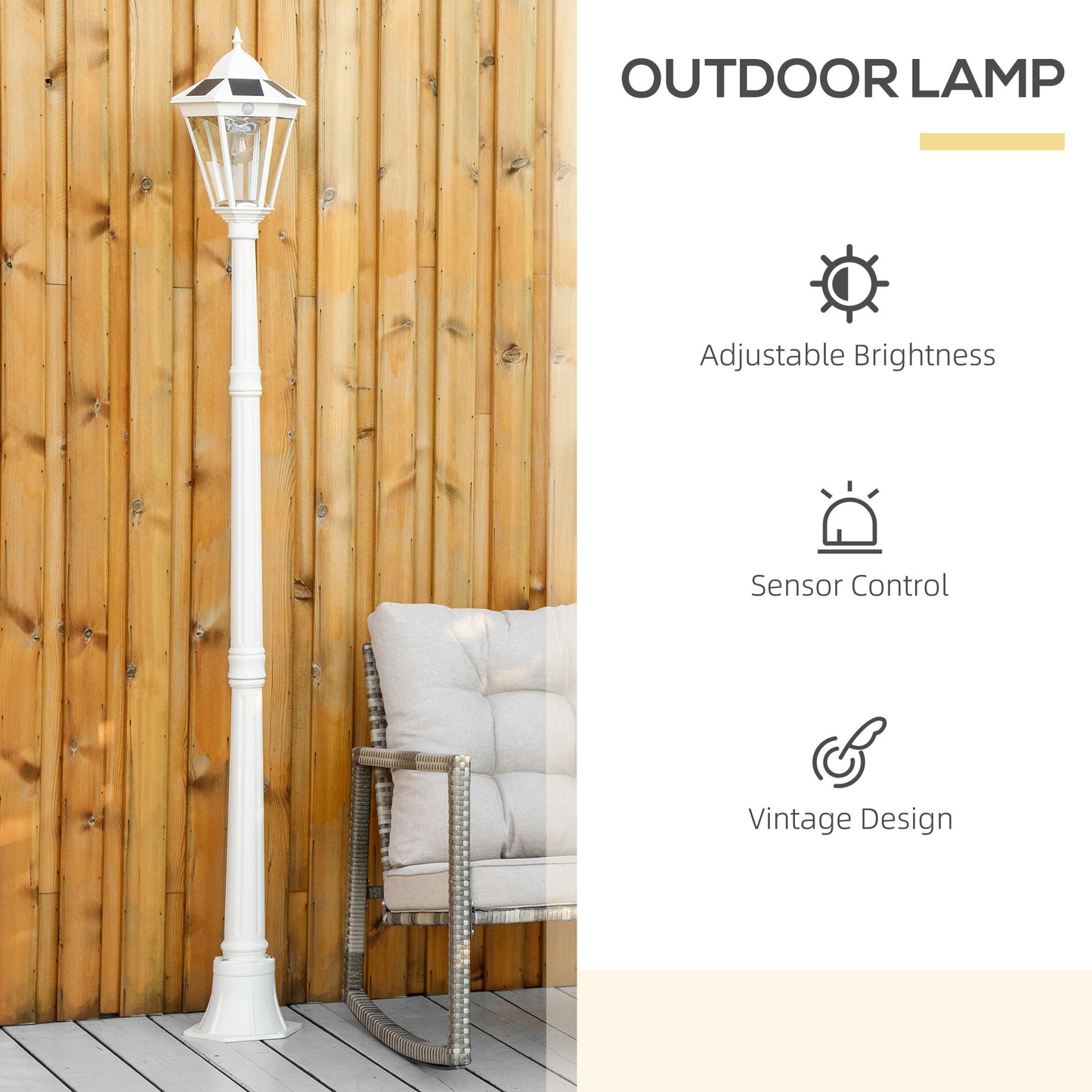 77" Solar Lamp Post Light - Waterproof Outdoor Vintage Street Lamp