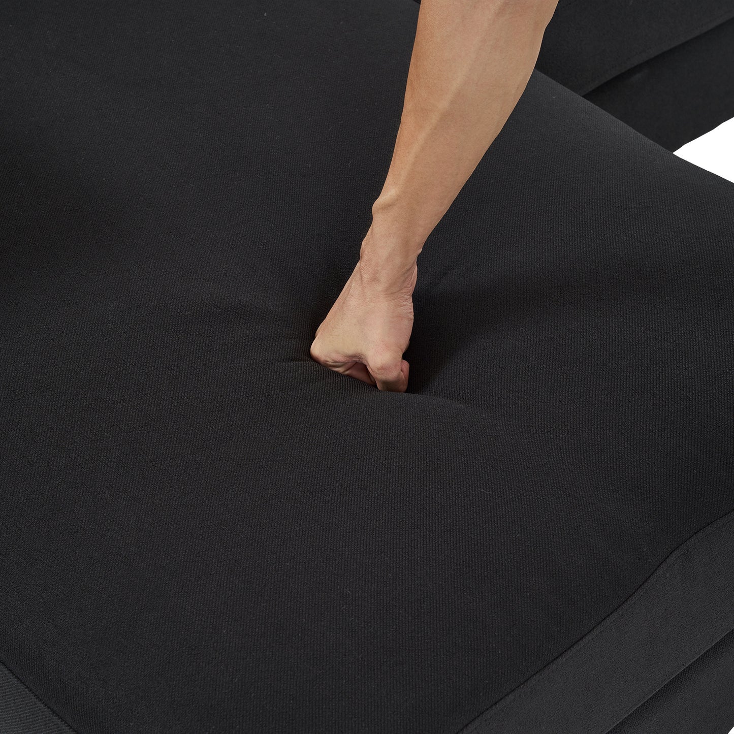 U-Shaped 4-Seat Modular Sofa - Black Linen with Golden Feet