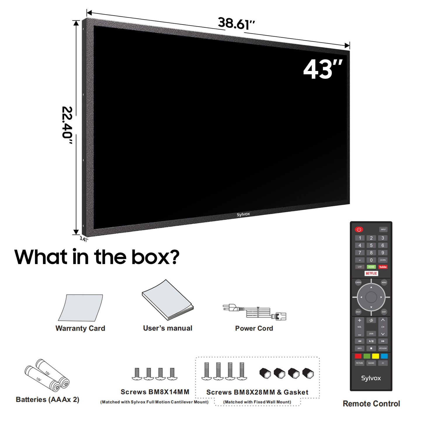 65 Inch Outdoor TV, 2000nits 4K UHD Weatherproof TV for Business - 2-Yr Warranty, 24/7 Operation, IP66 Waterproof