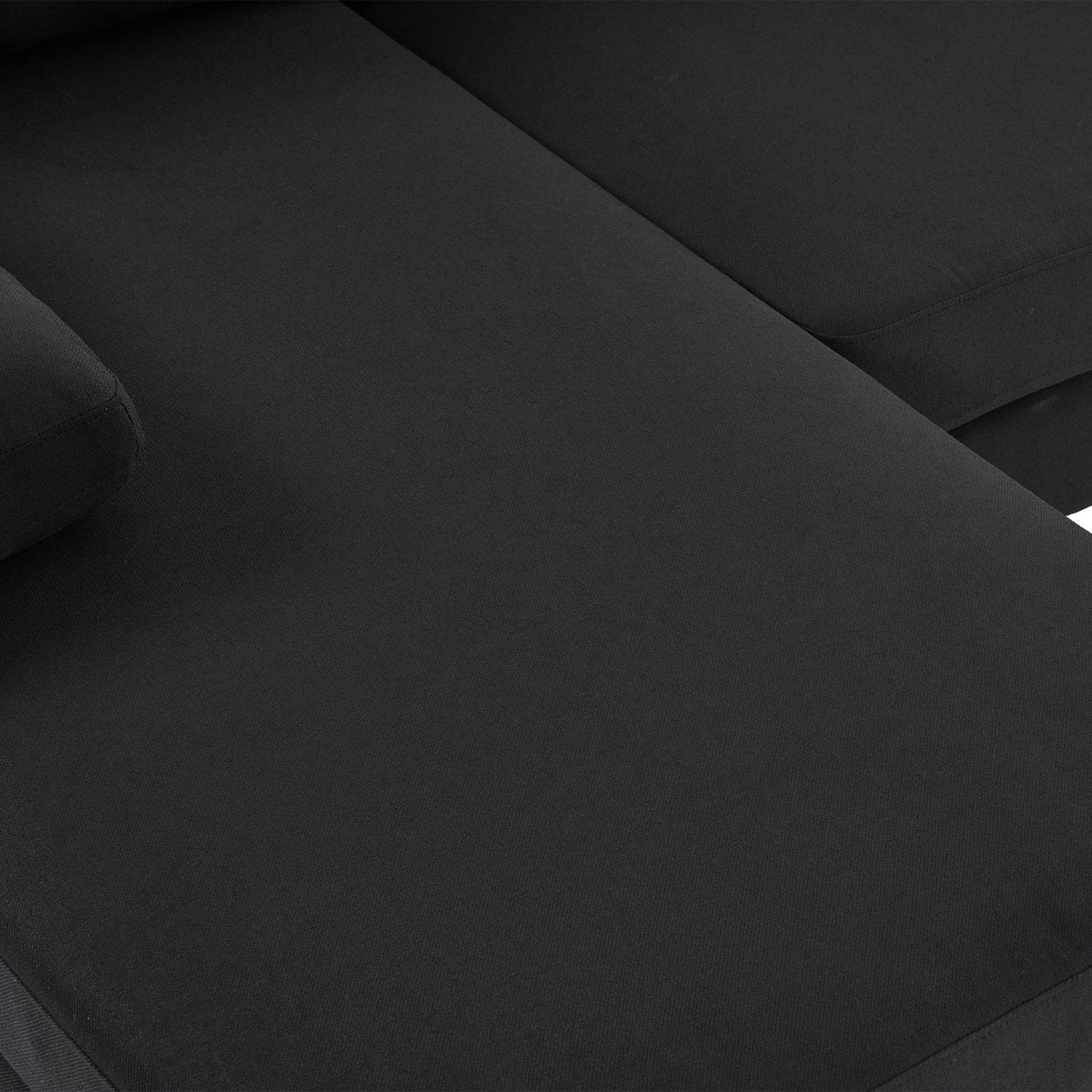 U-Shaped 4-Seat Modular Sofa - Black Linen with Golden Feet