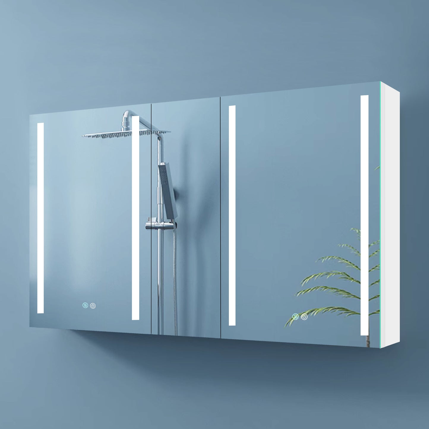 50x30 Inch LED Lighted Bathroom Medicine Cabinet - Double Door, Surface Mount