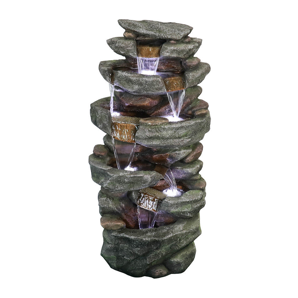 40.5" High Rocks Outdoor Water Fountain with LED Lights
