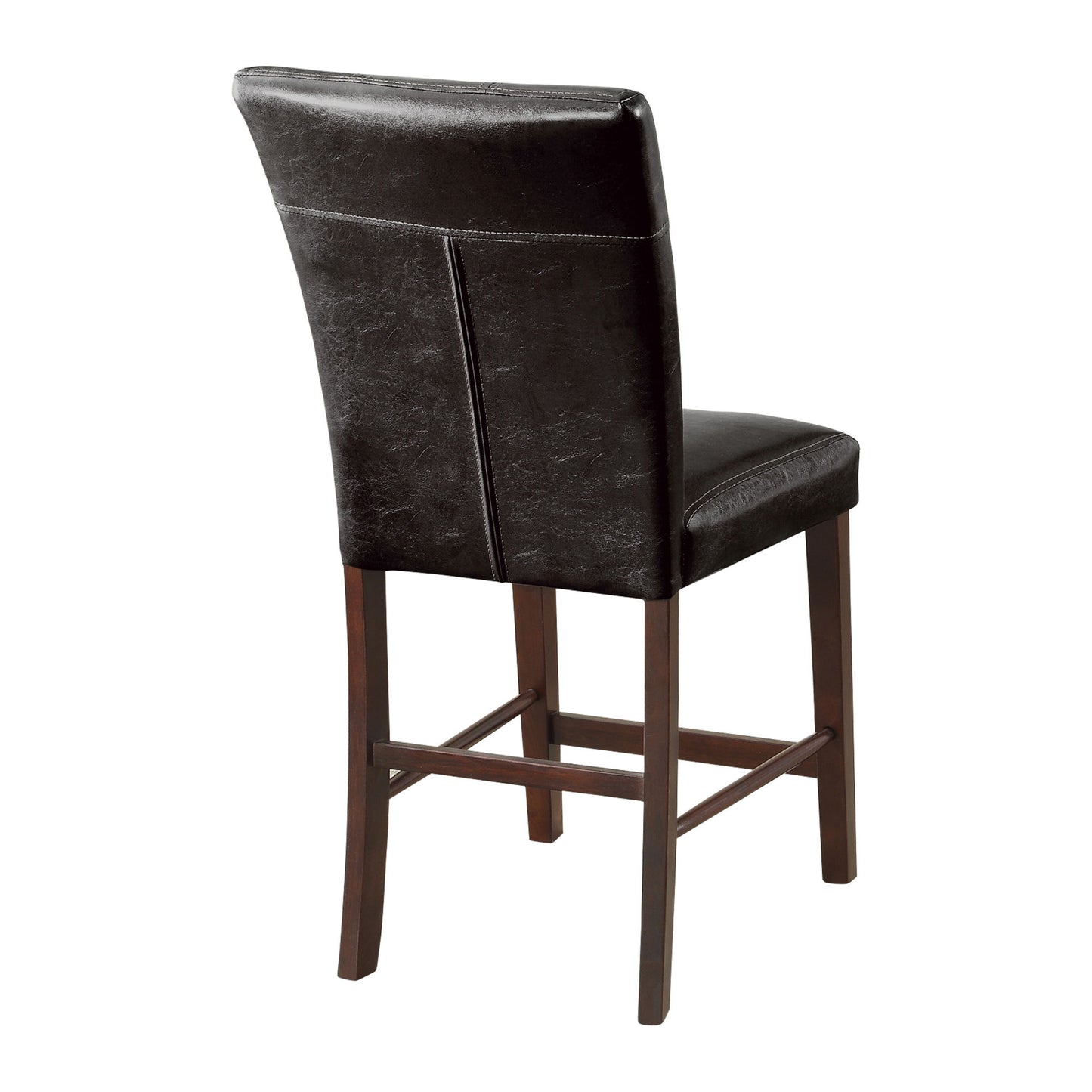 Dark Cherry Finish 5pc Counter Height Dining Set - Marble Top Table & Faux Leather Chairs