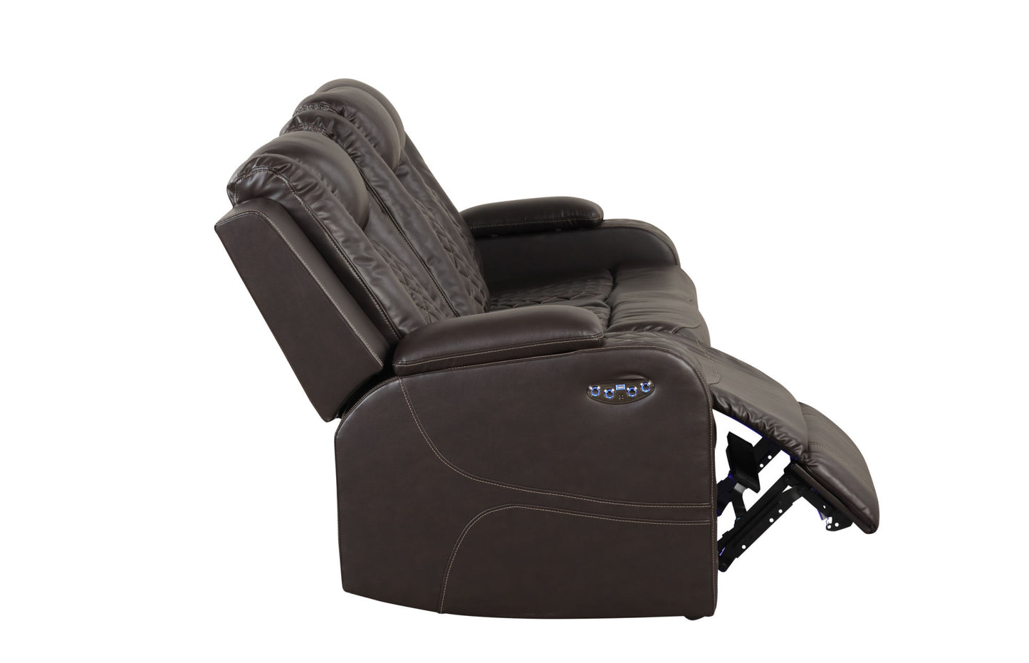 LED & Power Recliner 3 PC Living Room Set - Faux Leather in Brown