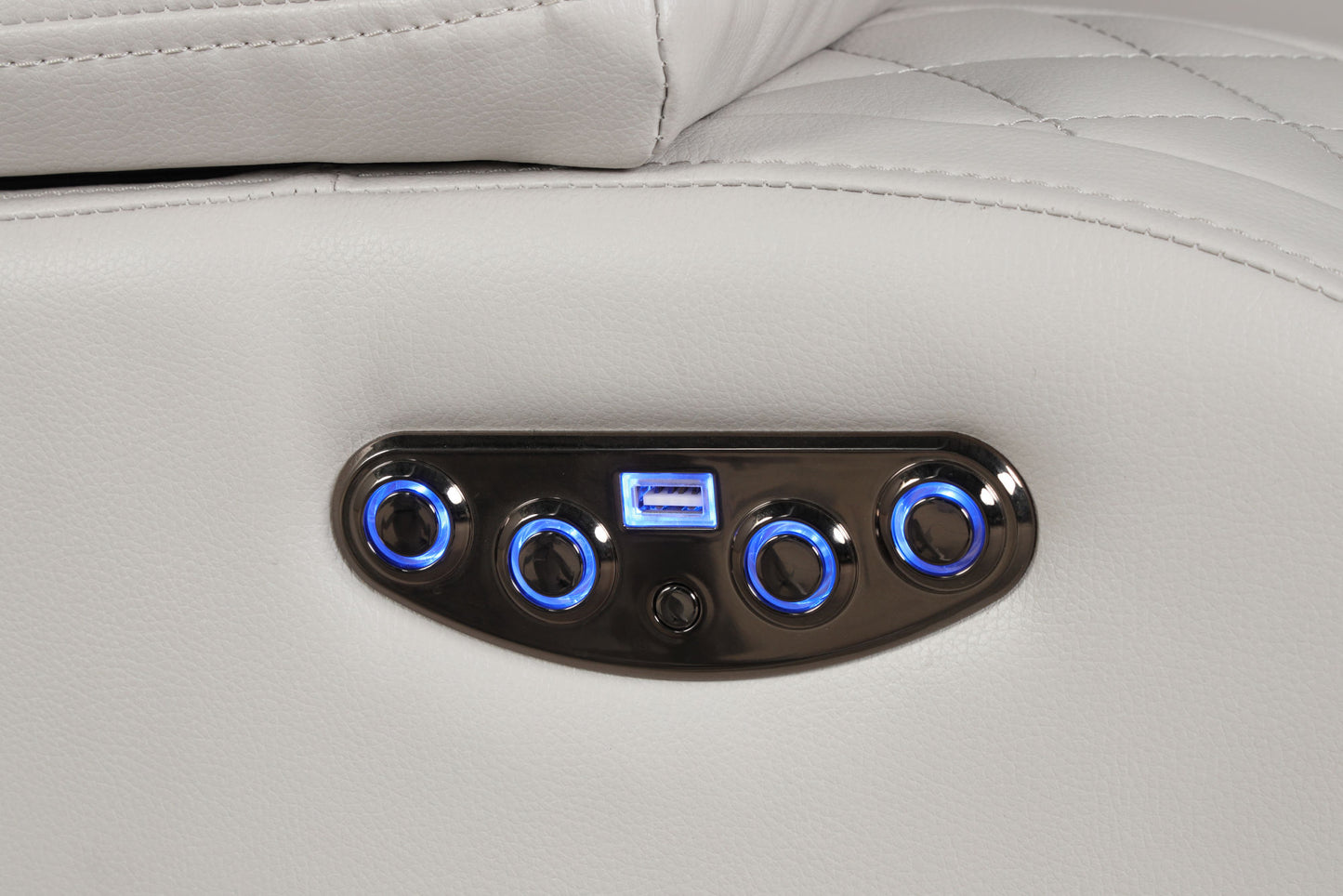 LED & Power Recliner 3 PC Living Room Set - Faux Leather in Ice