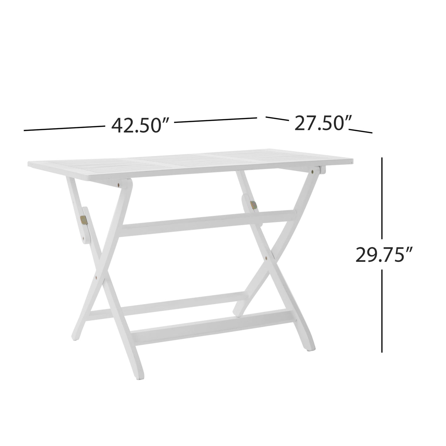 White Outdoor Foldable Dining Set - Acacia Wood, 4 Chairs + 1 Table