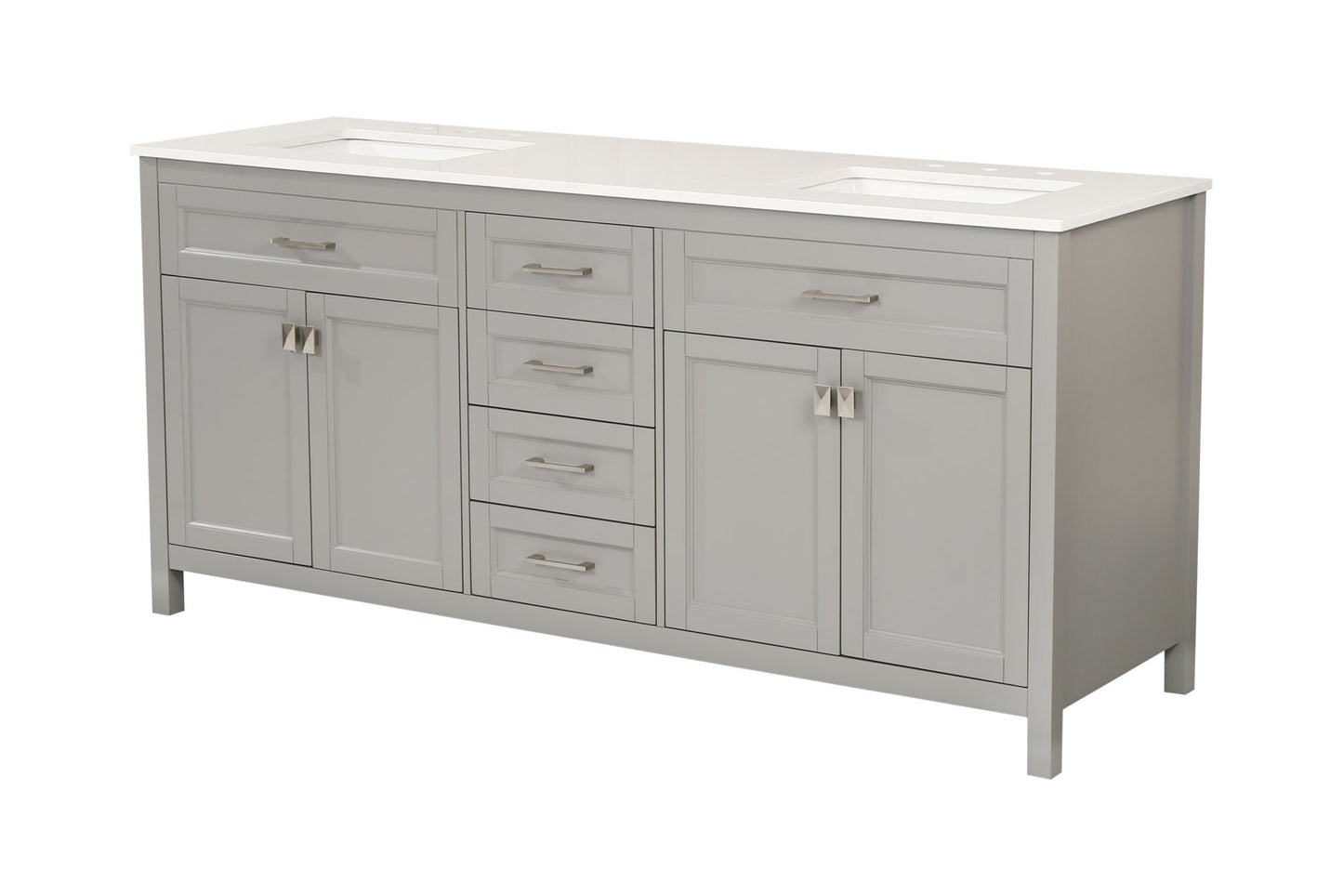 72-Inch Gray Vanity Sink Combo - Marble Countertop & Bathroom Sink Cabinet