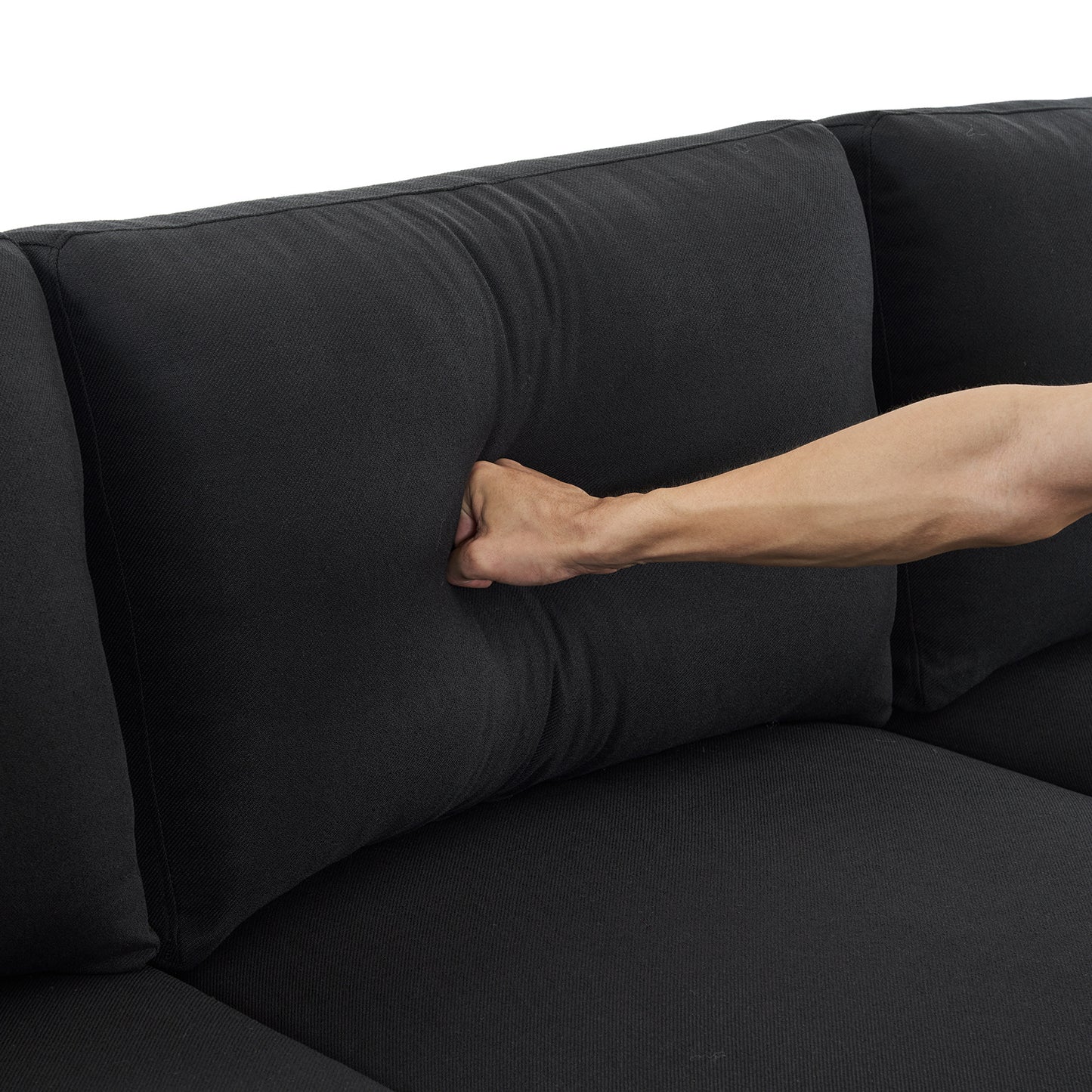 U-Shaped 4-Seat Modular Sofa - Black Linen with Golden Feet
