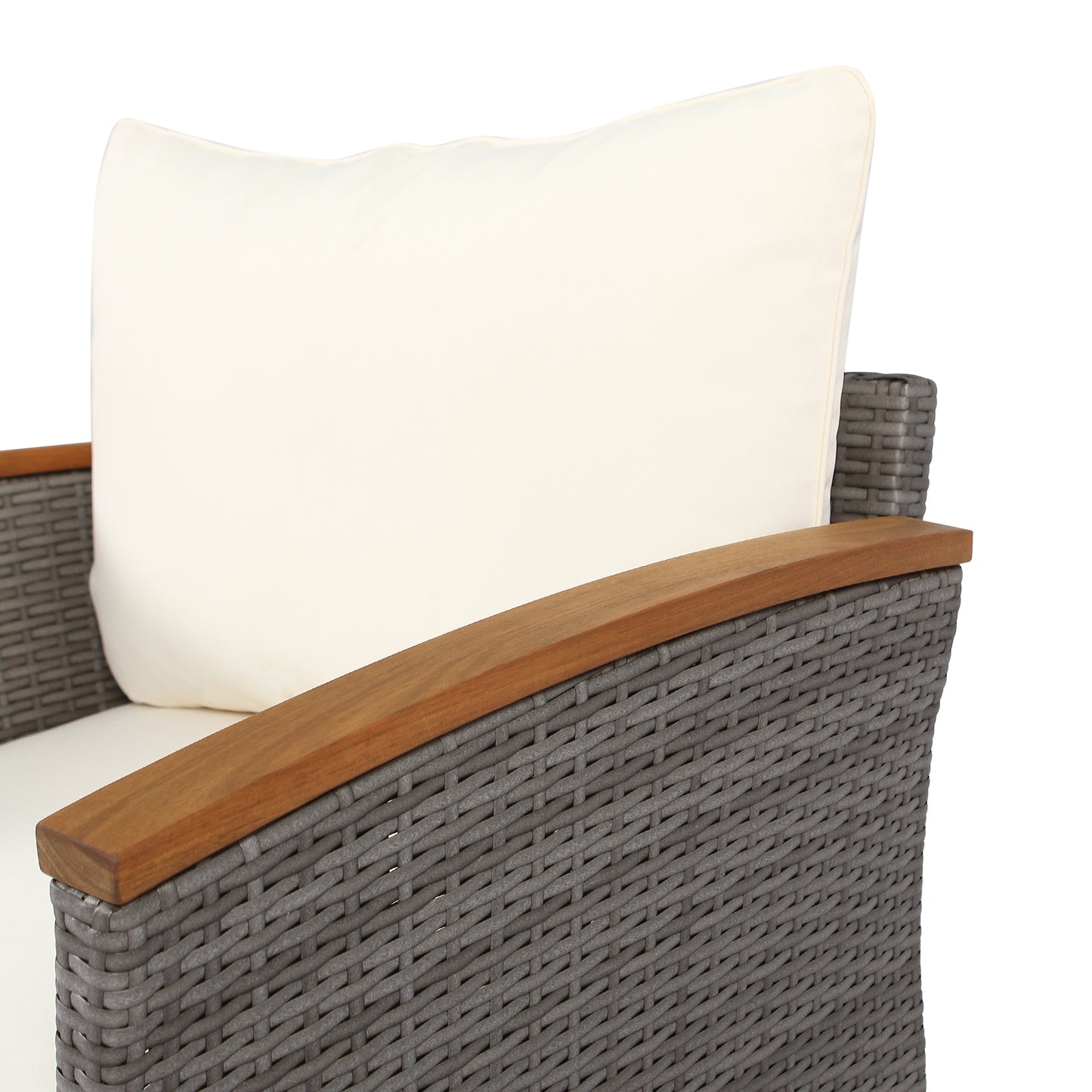 9-Piece Patio Rattan Furniture Set - Acacia Wood Legs & Tabletop