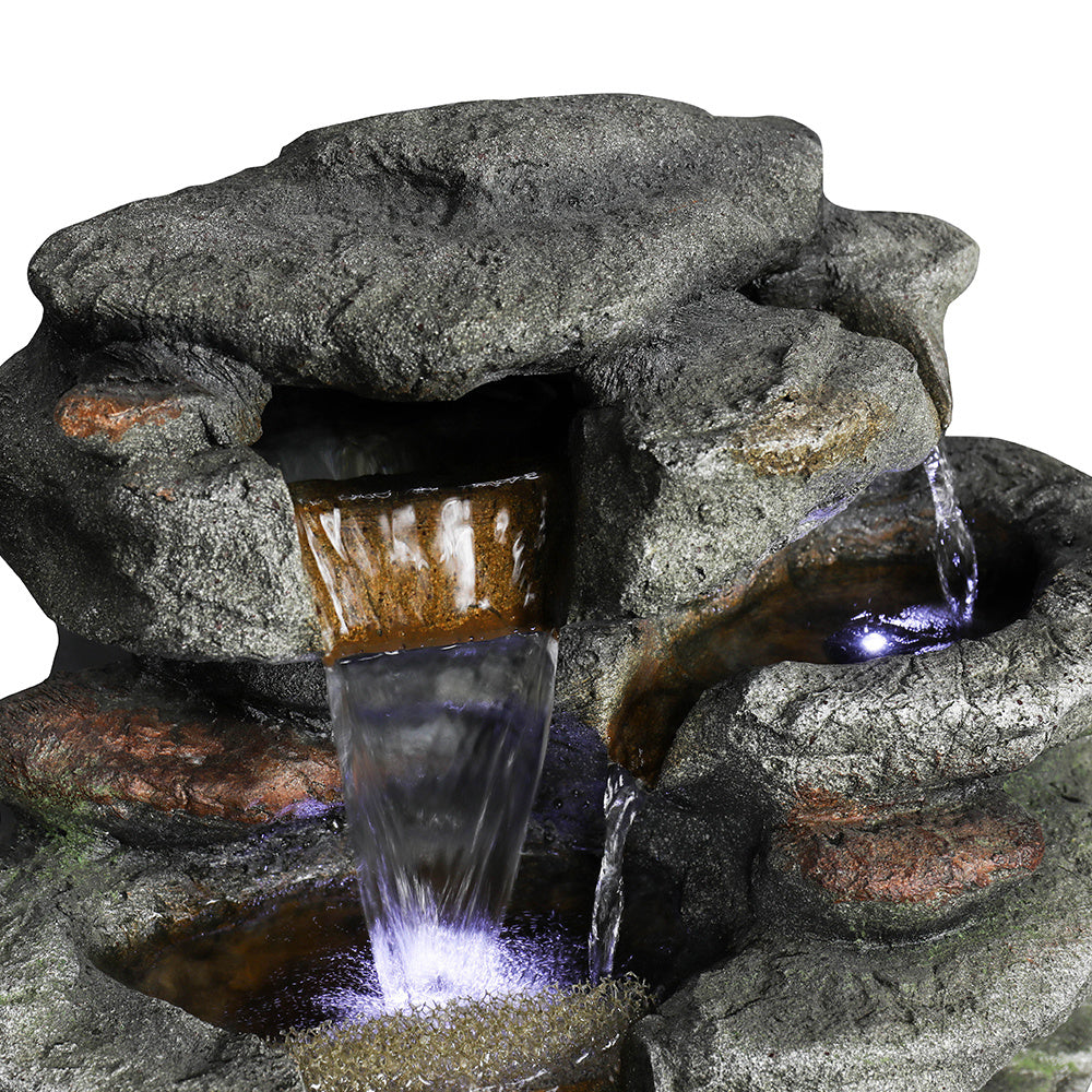 32.6" Rock Water Fountain with LED Lights - Outdoor Decor