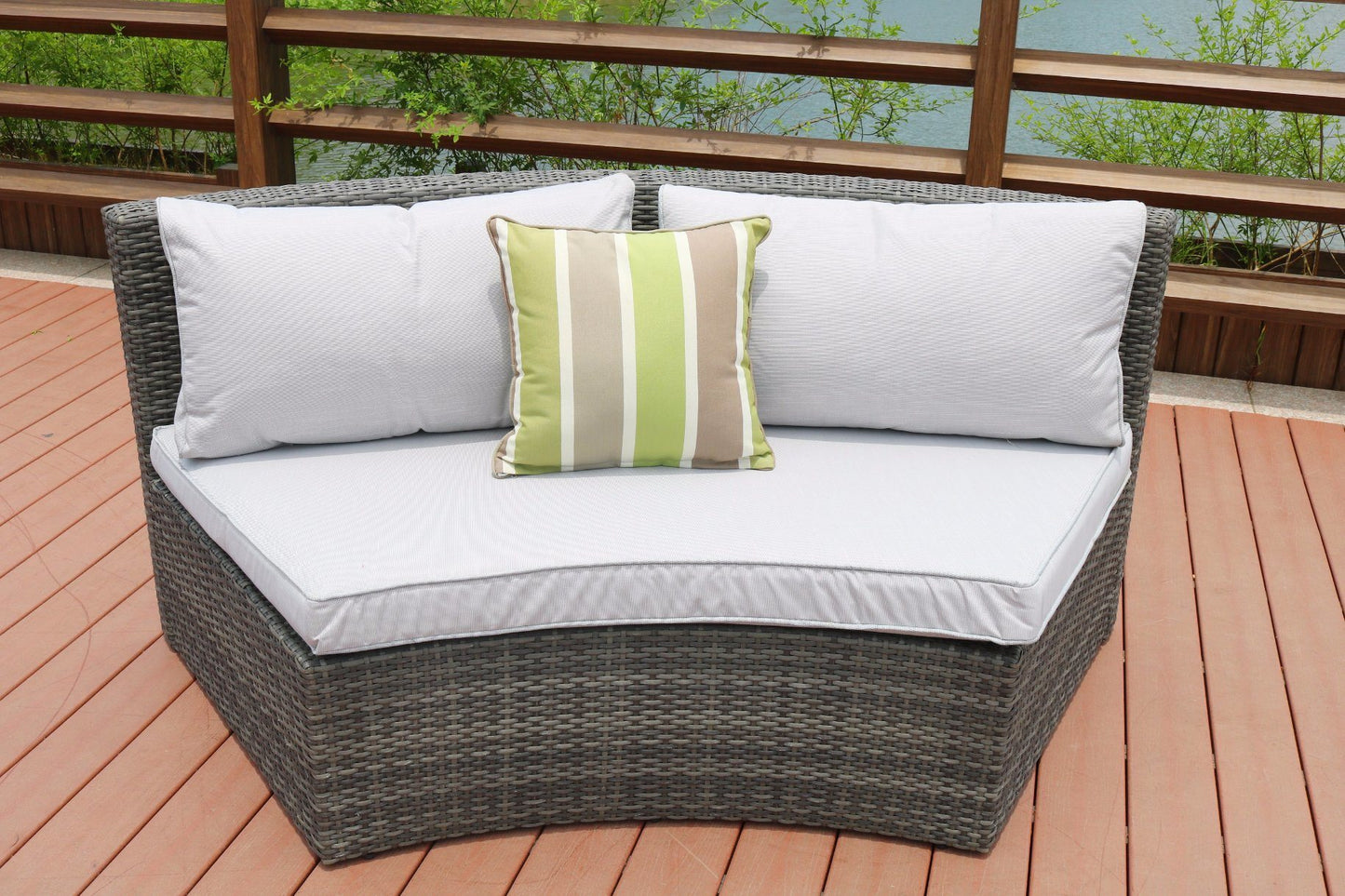6-Piece Outdoor Furniture Half-Moon Wicker Sofa Set with Cushion and Coffee Table