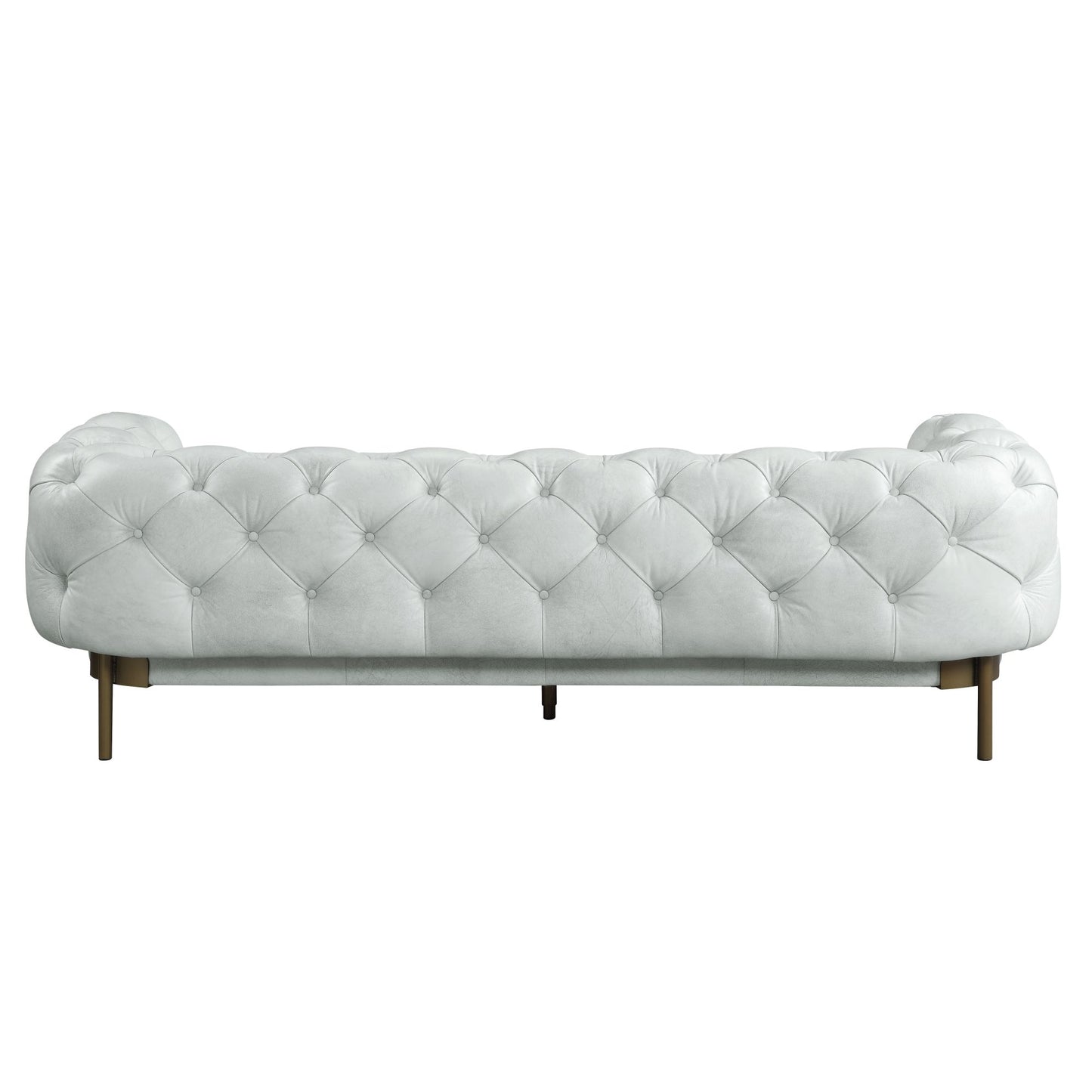 Vintage White Top Grain Leather Chesterfield Sofa