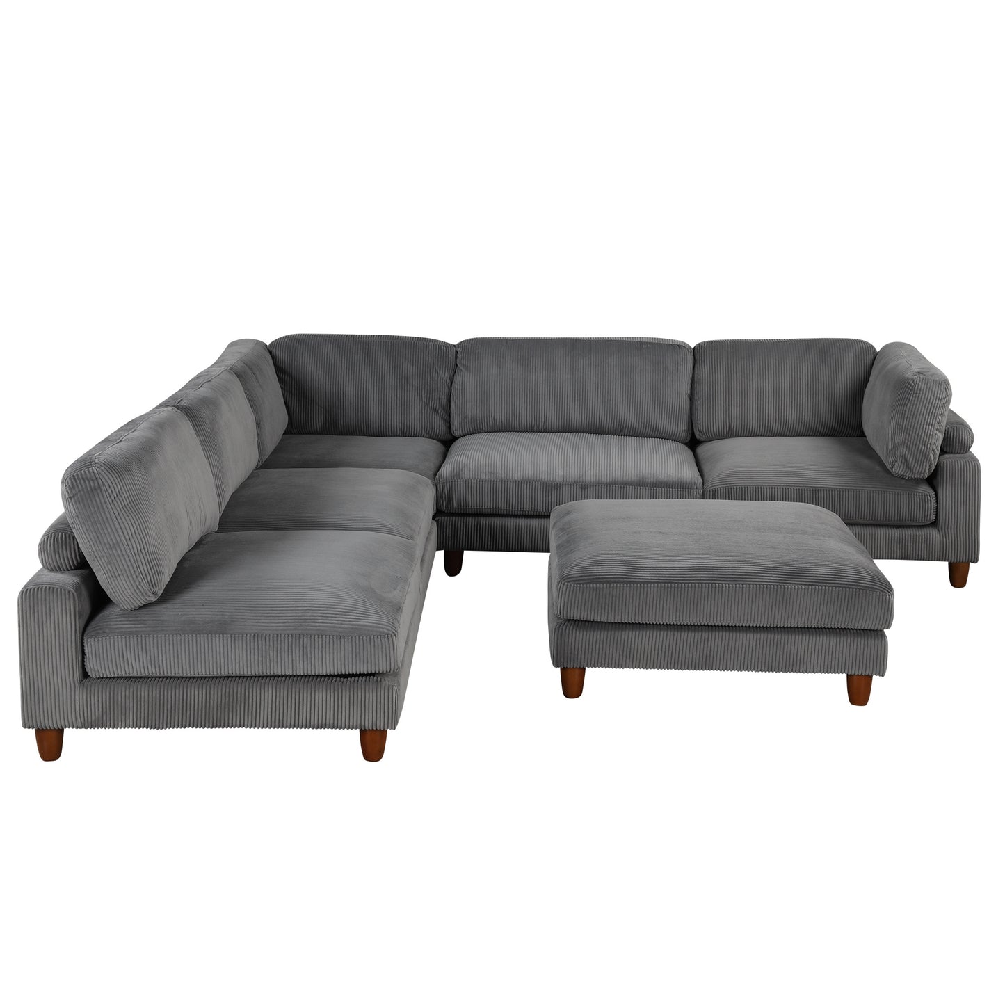 U-Style Modular Sectional Sofa with Ottoman - 163" L-Shaped Corner (6-Seater)
