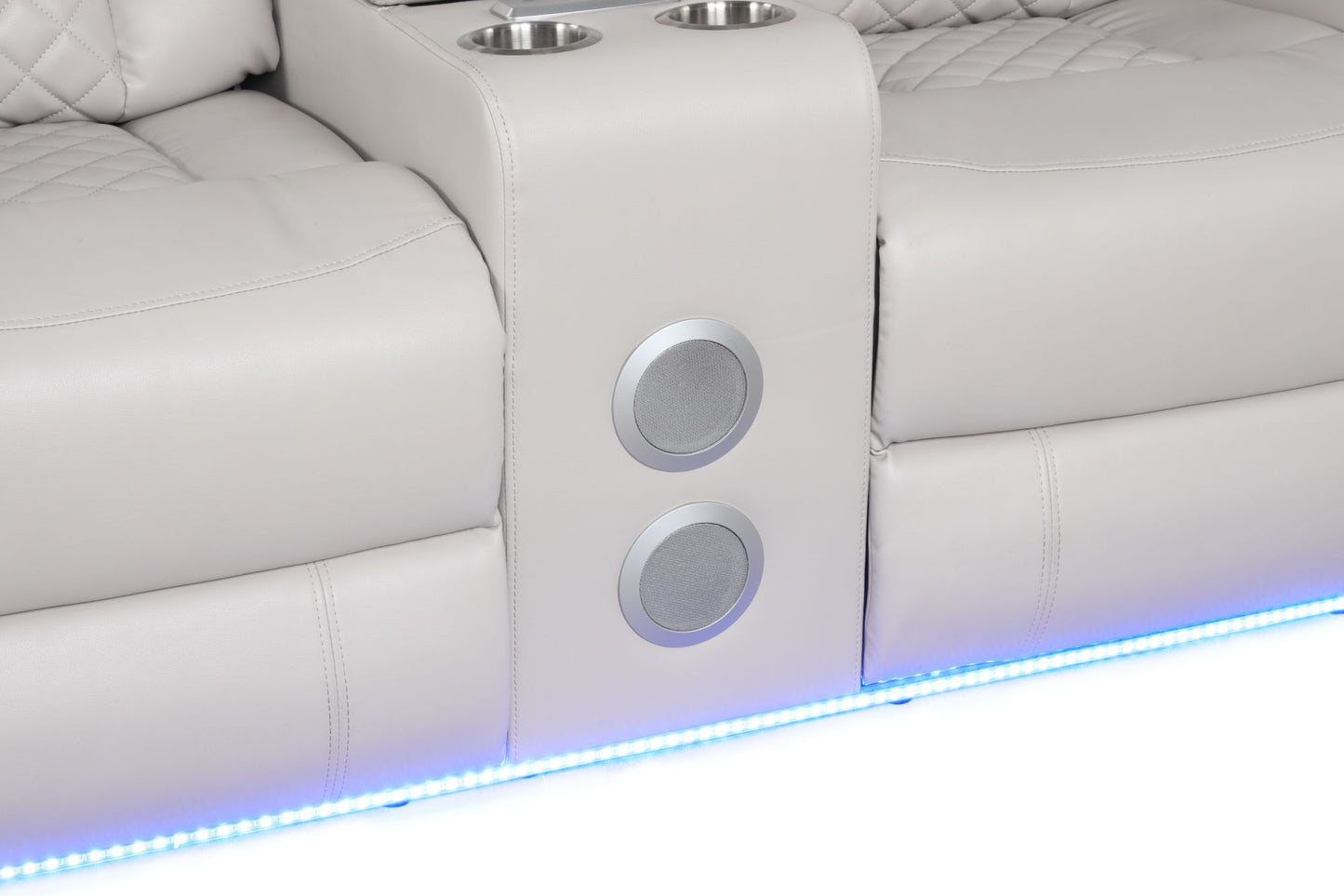LED & Power Recliner 3 PC Living Room Set - Faux Leather in Ice