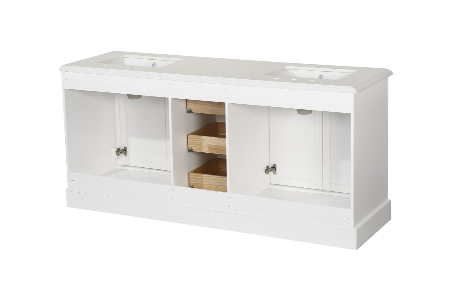72-Inch White Vanity Sink Combo - Marble Countertop & Fully Assembled Bathroom Cabinet