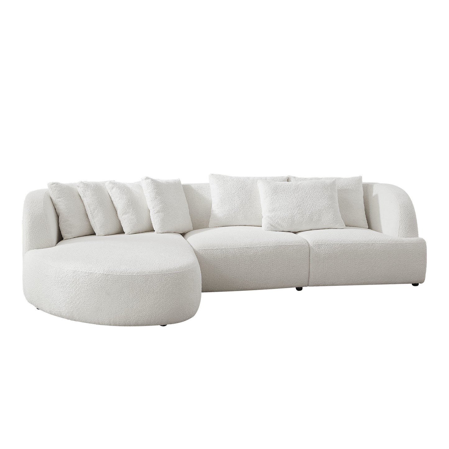 Convertible Corner Sofa with Left Chaise Longue - Beige Sectional Sofa