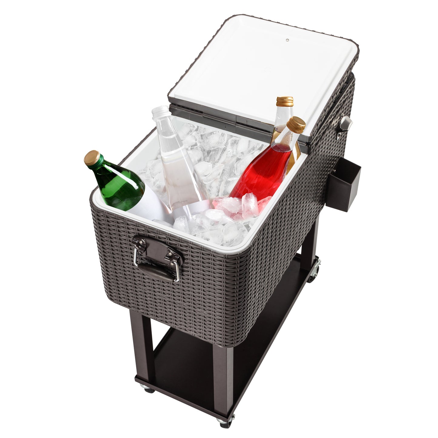 High Quality 80QT Rattan Cooler with Shelf - Square Legs