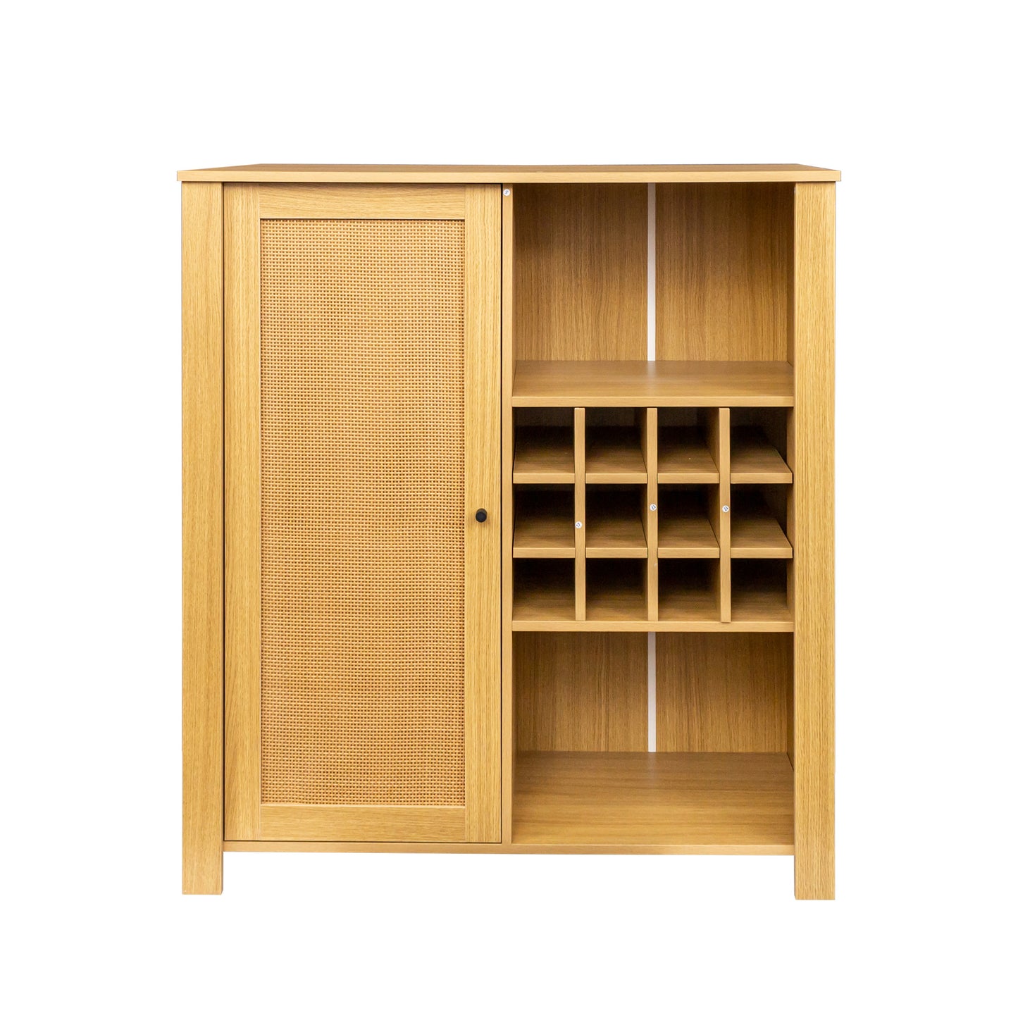 Rattan Storage Cabinet with Adjustable Shelves - Versatile Buffet & Bar
