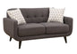 61" Charcoal And Black Loveseat and Toss Pillows