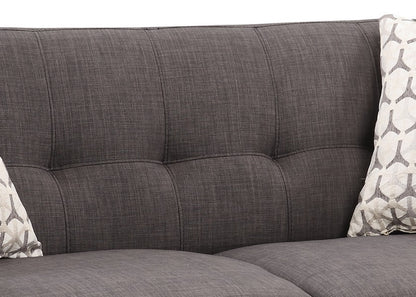 61" Charcoal And Black Loveseat and Toss Pillows