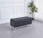 38" Black and Silver Faux Leather Storage Bench With Flip Top