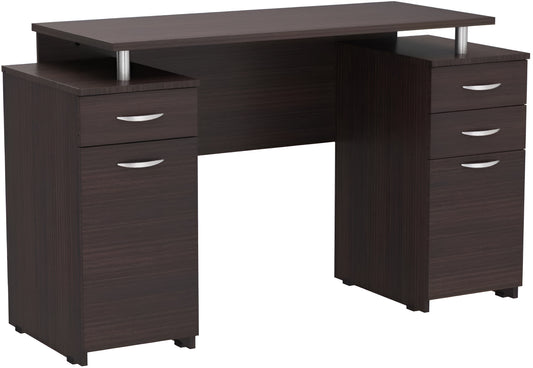 43" Espresso Computer Desk With Four Drawers