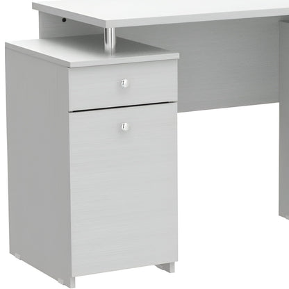 51" White Computer Desk With Five Drawers