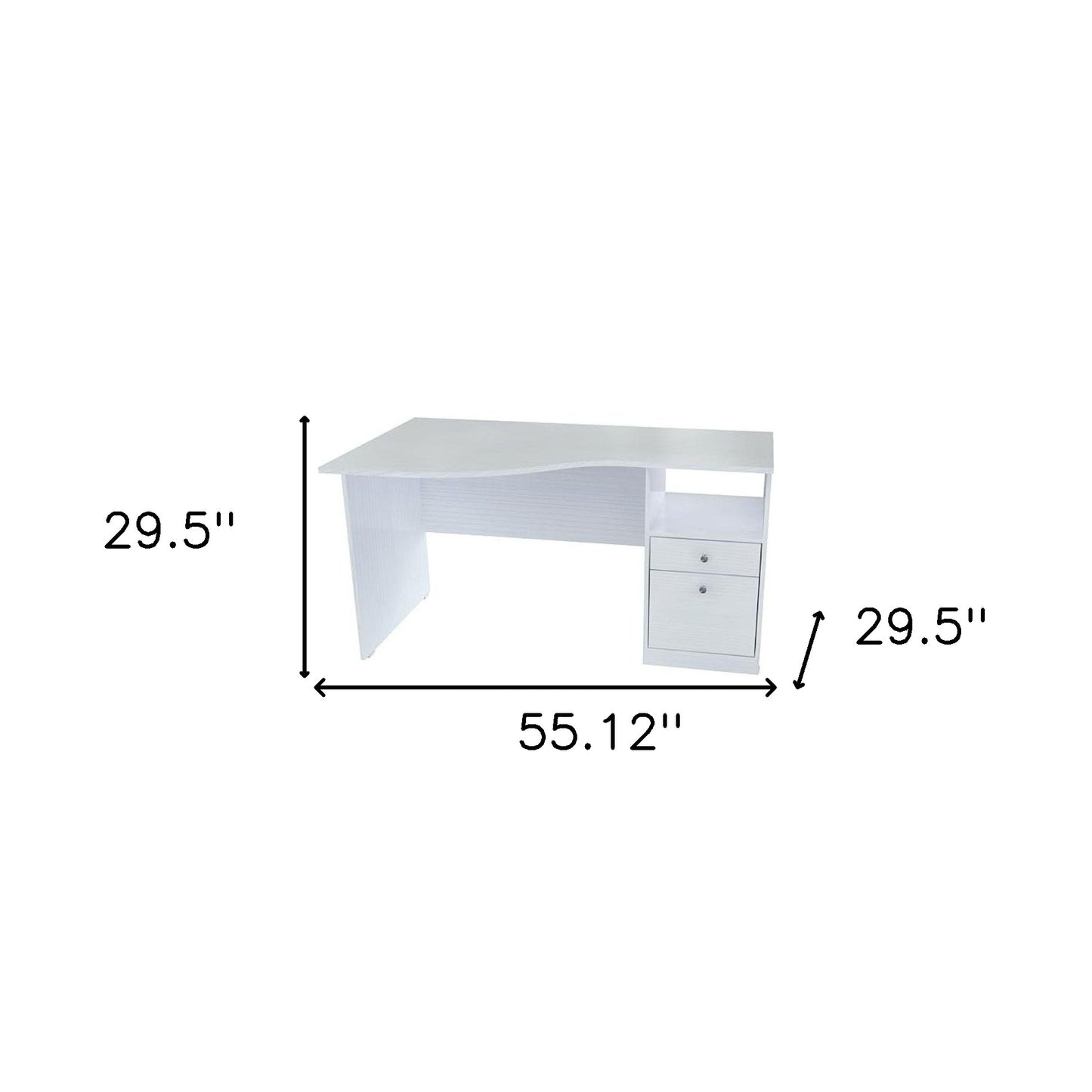 55" White Computer Desk With Two Drawers