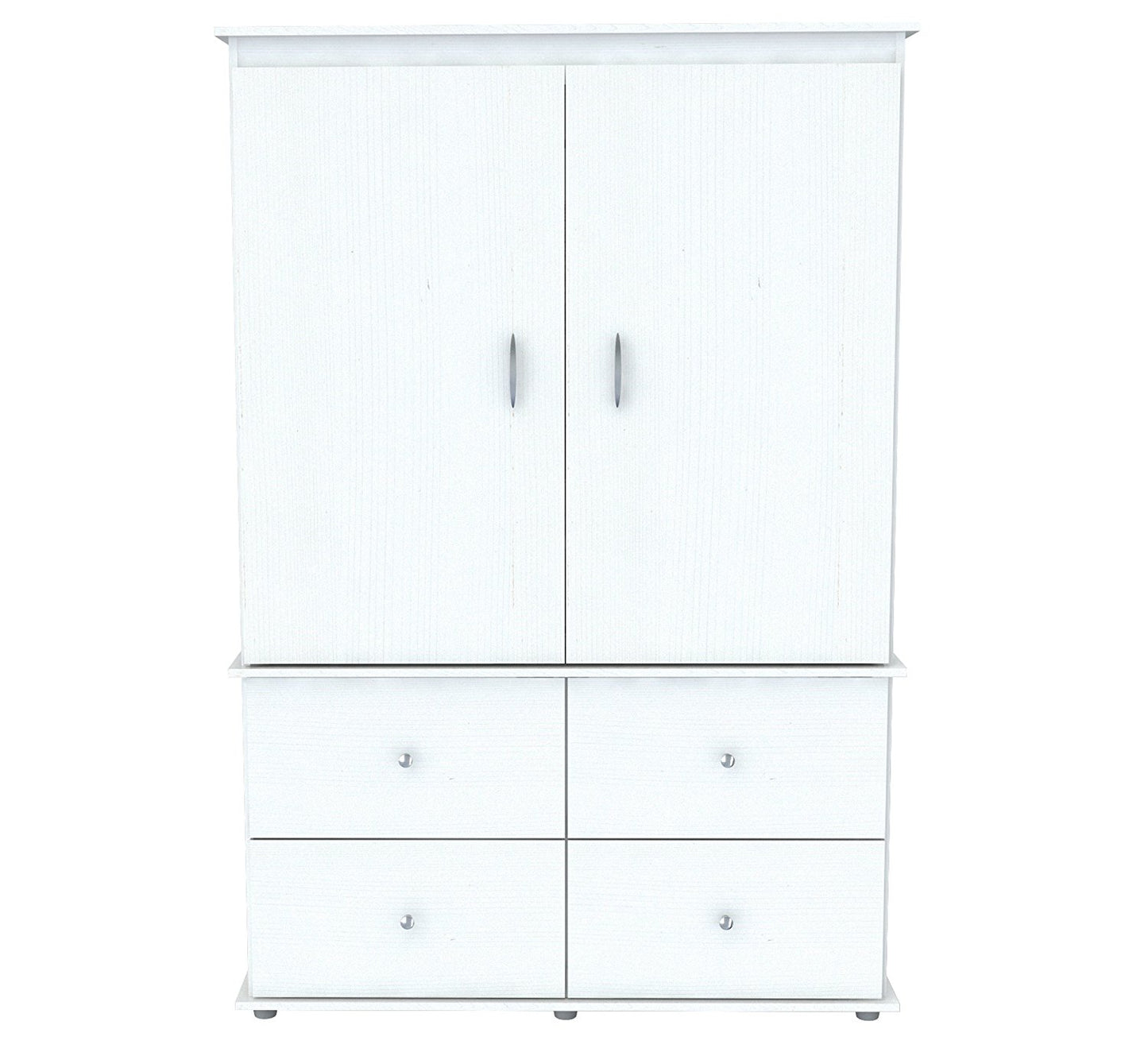 47" White Melamine Mirrored Four Drawer Combo Dresser