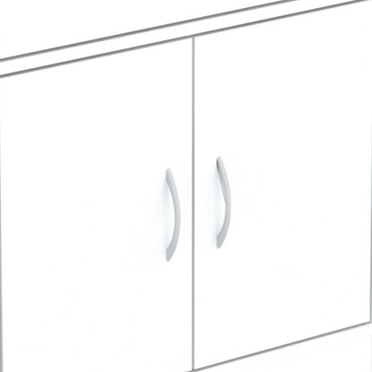 56" White Microwave Kitchen Cabinet With Two Doors And Drawer