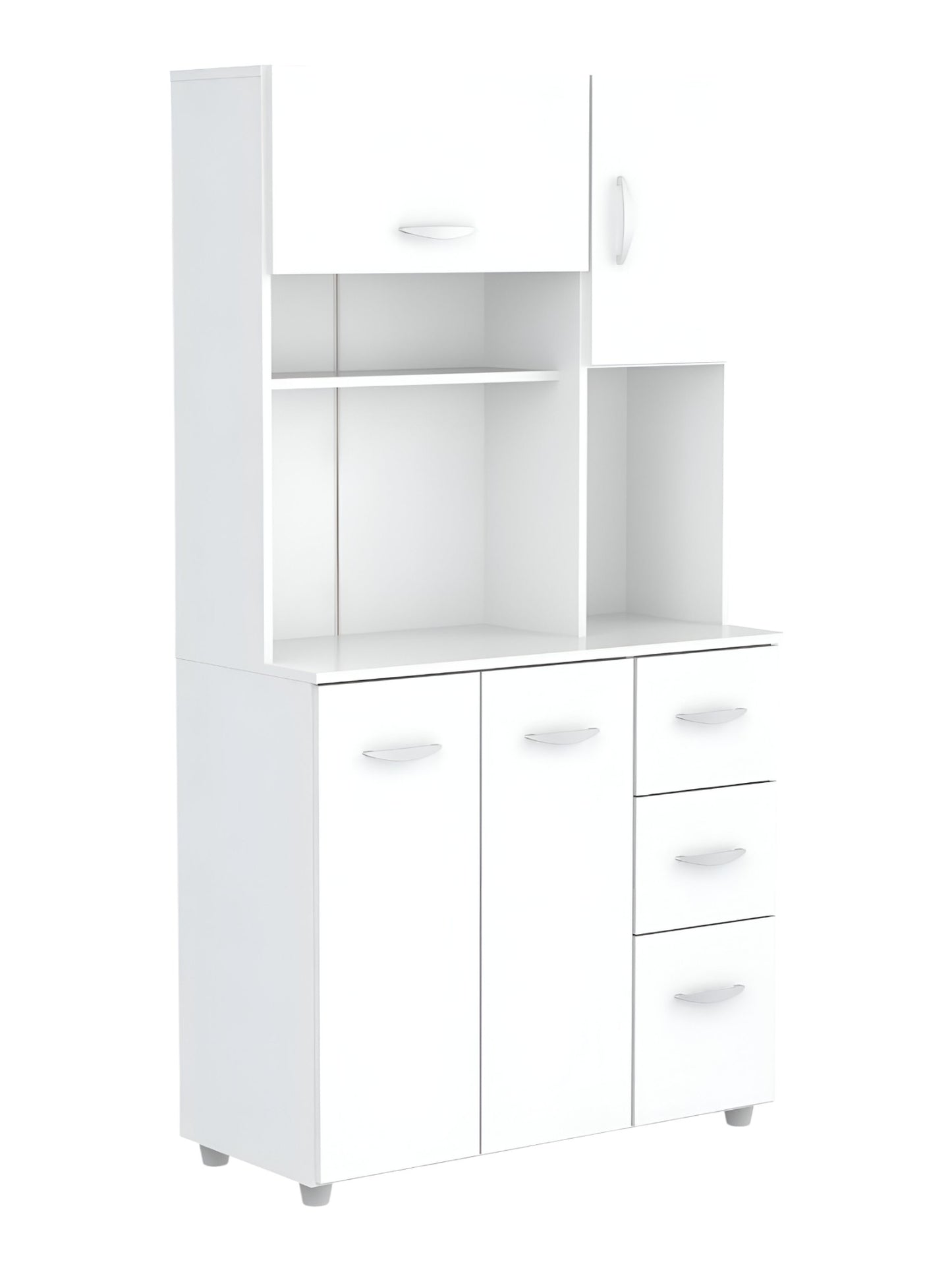 White Finish Wood Kitchen Storage Cabinet