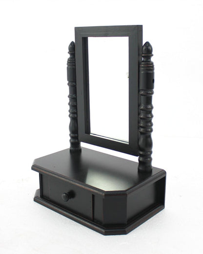 20" Black Wood Framed Freestanding Makeup Shaving Tabletop Mirror