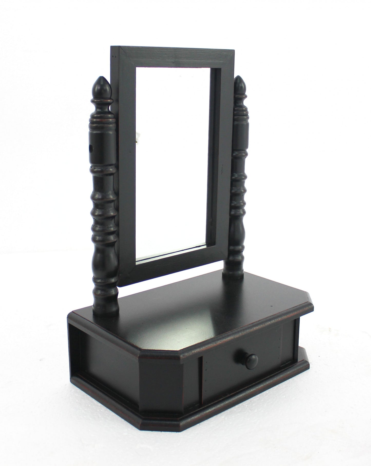 20" Black Wood Framed Makeup Shaving Tabletop Mirror