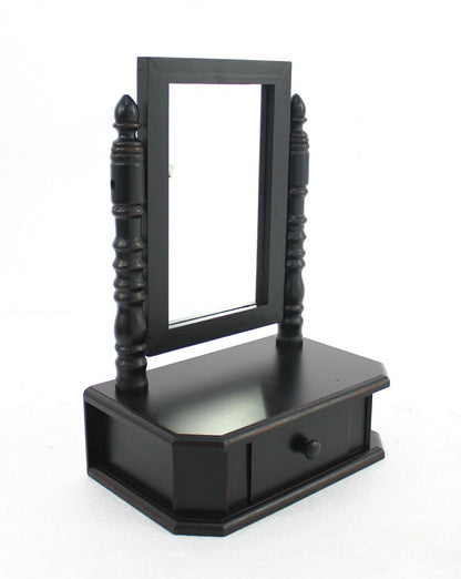 20" Black Wood Framed Freestanding Makeup Shaving Tabletop Mirror
