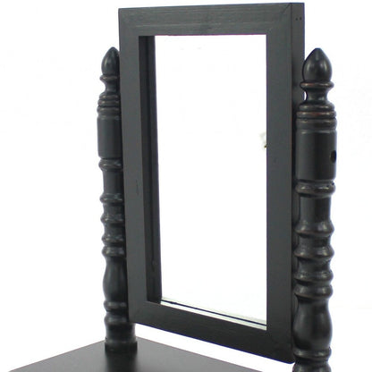 20" Black Wood Framed Freestanding Makeup Shaving Tabletop Mirror