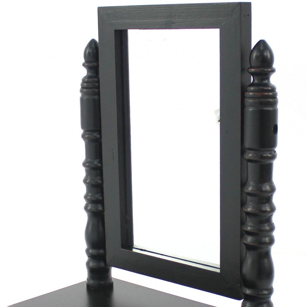 20" Black Wood Framed Freestanding Makeup Shaving Tabletop Mirror
