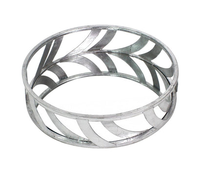 14" Silver Round Metal Geometric Vanity Tray
