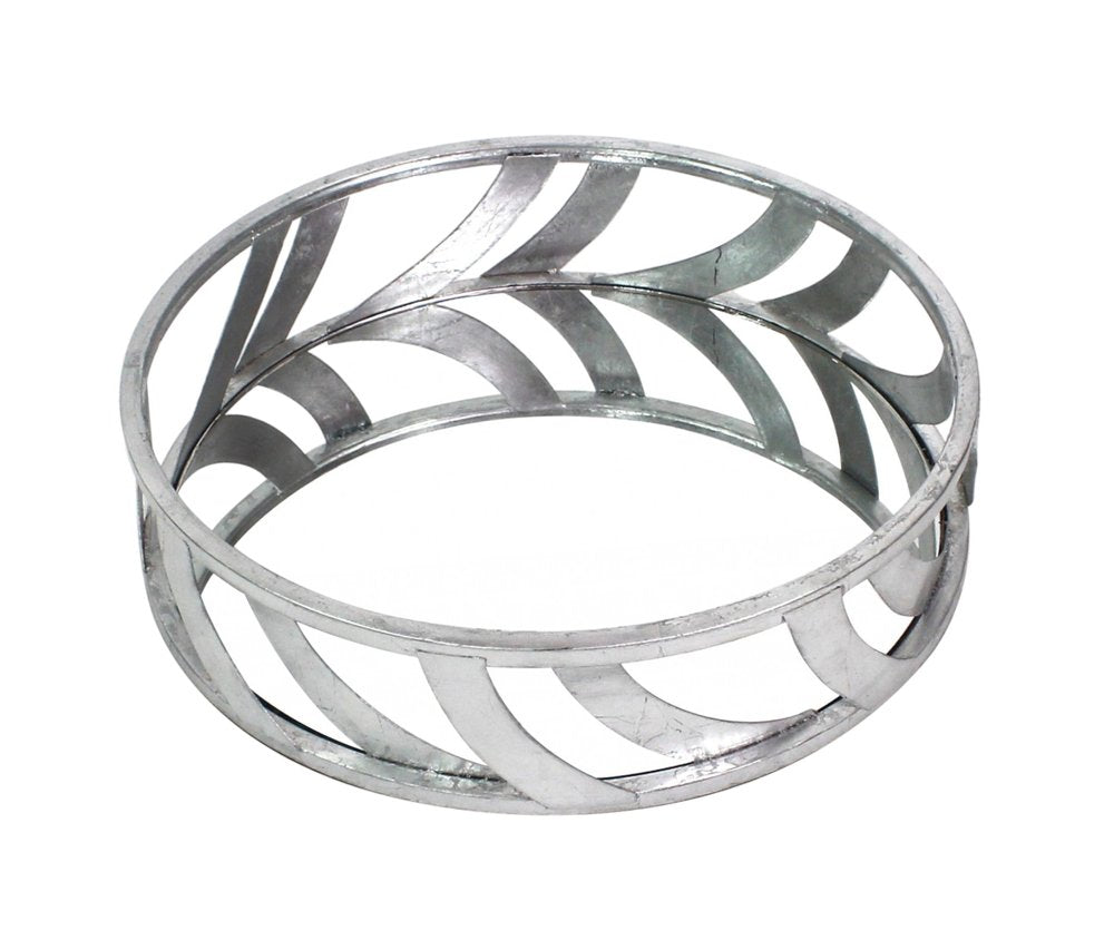 14" Silver Round Metal Geometric Vanity Tray