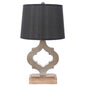 25" Distressed Brown Wood Novelty Bedside Lamp With Black Drum Shade