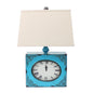 22" Distressed Red Metal Bedside Lamp With Beige Shade